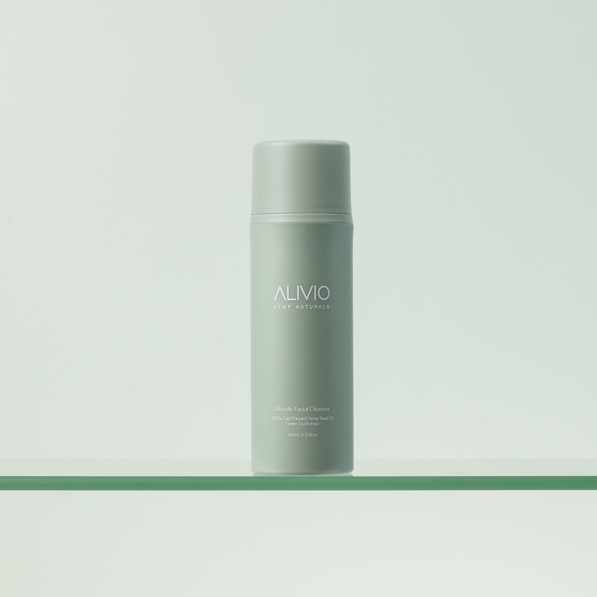 Alivio Wellness Glycolic Facial Cleanser bottle for gentle exfoliation and a brighter complexion.