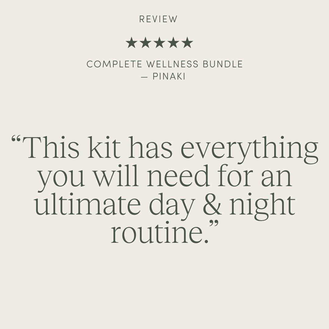 Positive Alivio Wellness Complete Wellness Bundle review: praises the bundle for having everything needed for a complete day and night skincare routine.