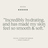 Positive review of Alivio Wellness Facial Hydrator Serum, praising its intense hydration and resulting soft, smooth skin.